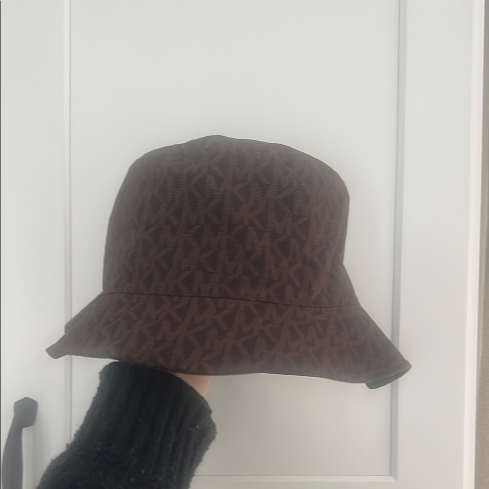 Brown Bucket Hat with Logo Pattern